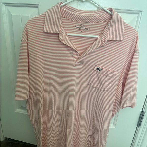 Vineyard Vines Men's Light Pink Striped Polo - Picture 1 of 4